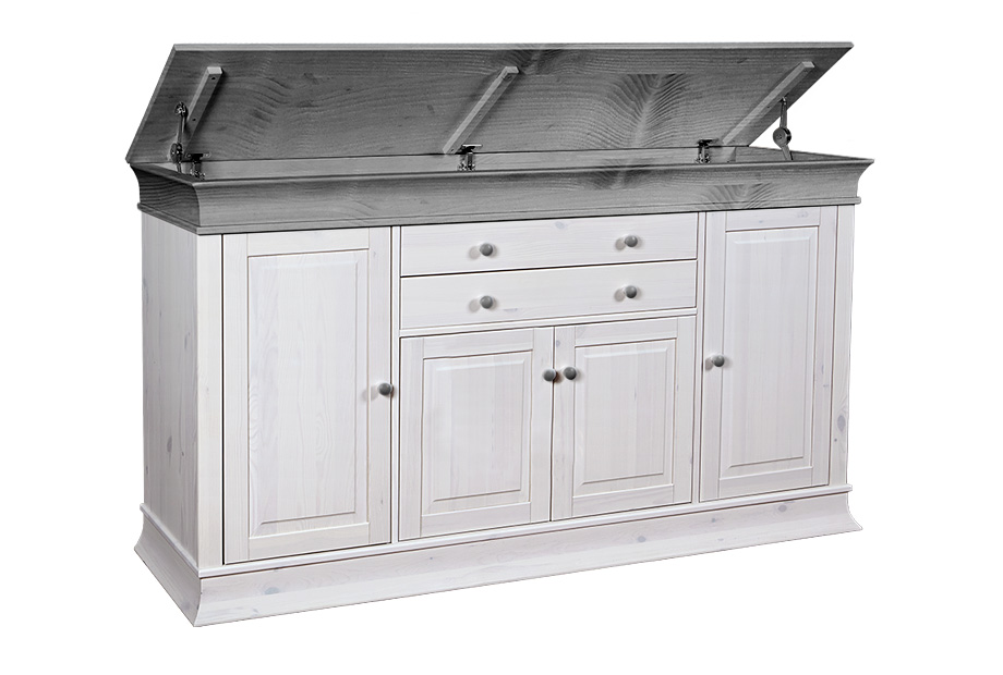 Комод "Бостон-4+2" с откидной крышкой; белый воск+серый