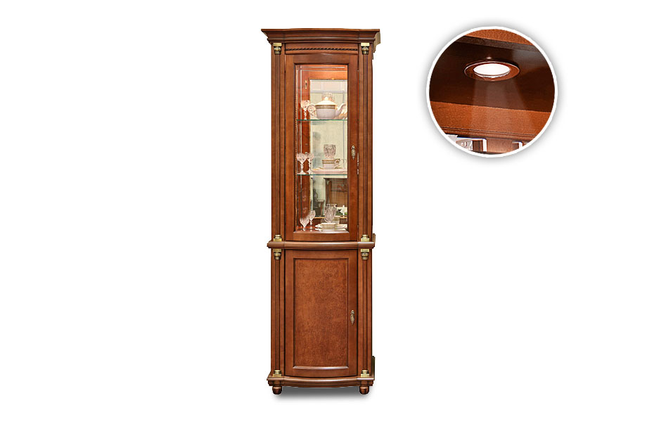 Шкаф с витриной "Валенсия 1з"; левый; каштан