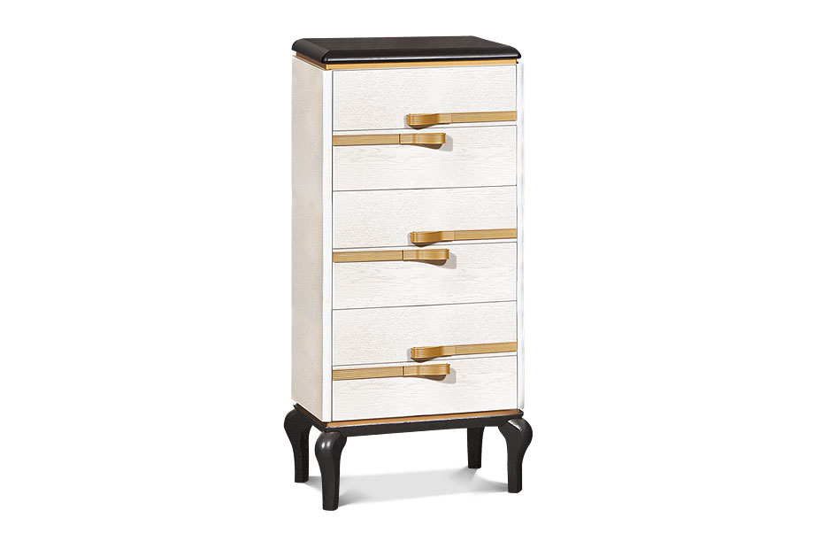 Комод высокий "Мадлен"; альба+черная эмаль