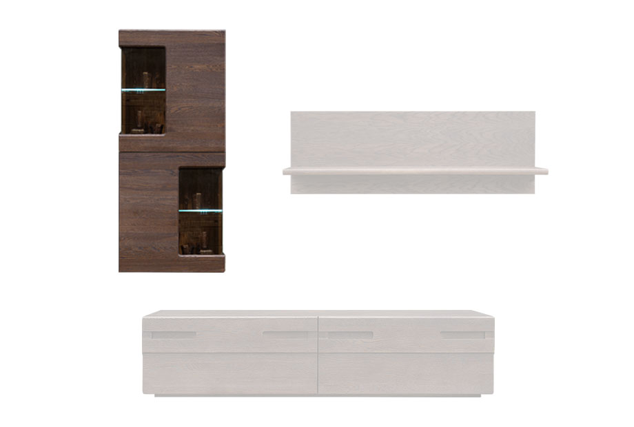 Шкаф навесной 1-но секционный (вертикальный) "Хедмарк"; тёмный дуб, браширование