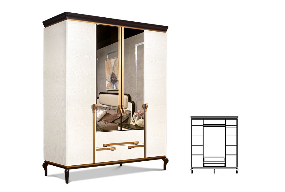 Шкаф для одежды "Мадлен"; альба+черная эмаль