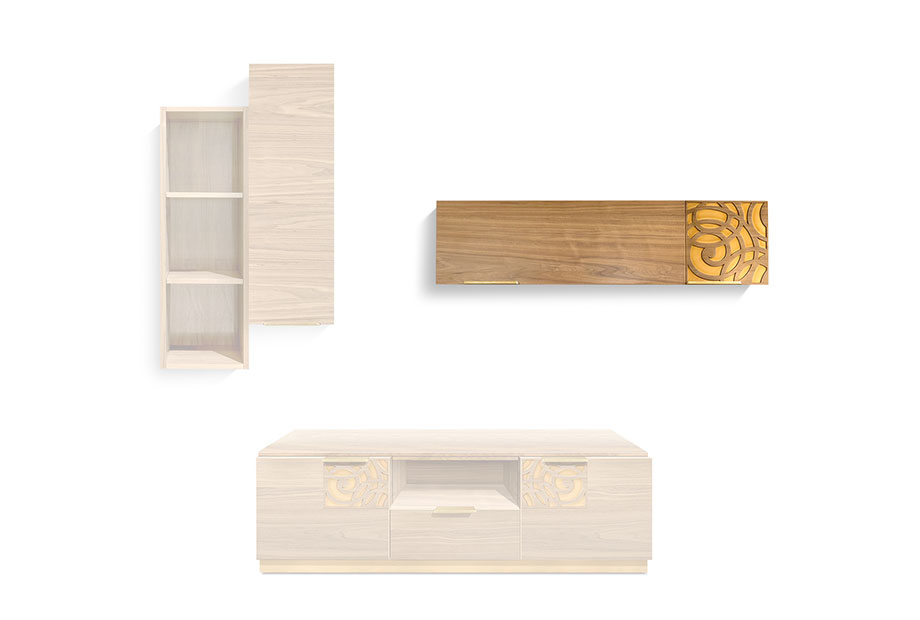 Шкаф навесной "Neo" 120; правый; натуральный орех; бронза