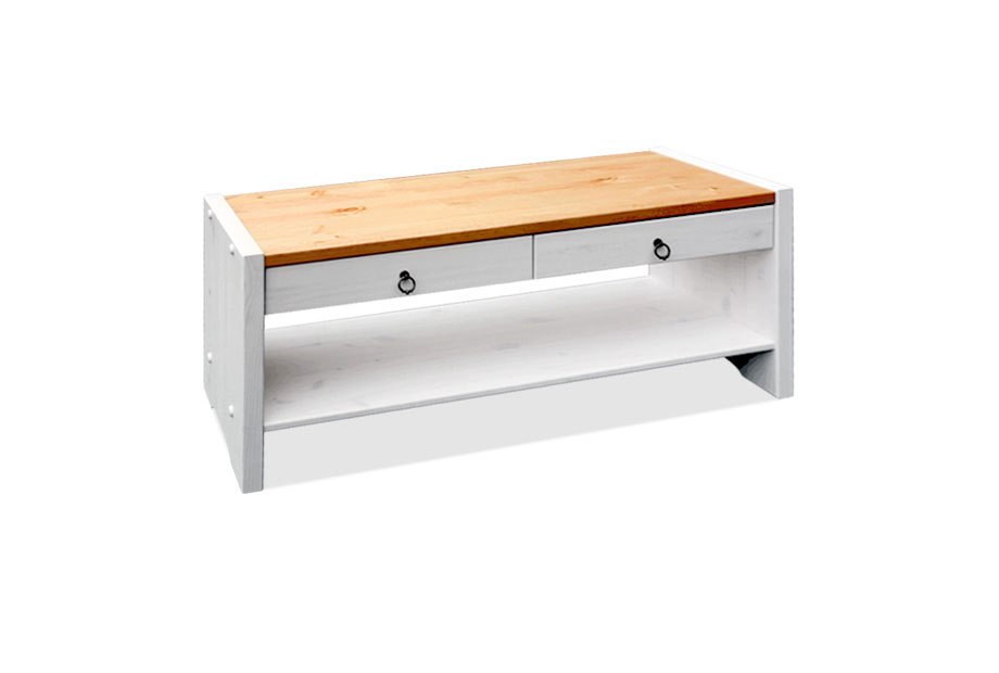 Скамья "Бостон-115" с ящиками; белый воск+антик