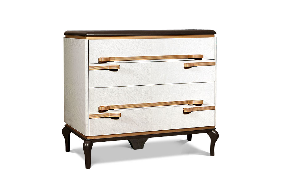 Комод узкий "Мадлен"; альба+черная эмаль