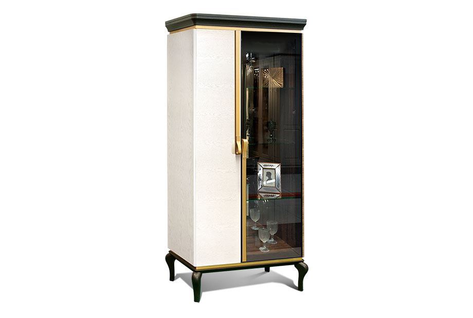 Шкаф с витриной 2-х дв. "Мадлен"; правый; альба+черная эмаль