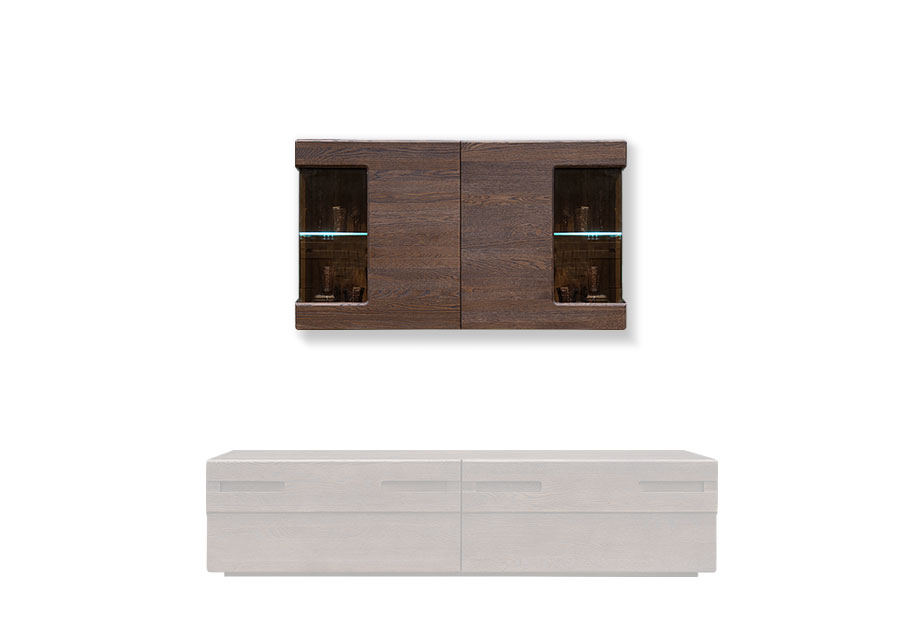 Шкаф навесной 2-х секционный "Хедмарк"; натуральный дуб, браширование