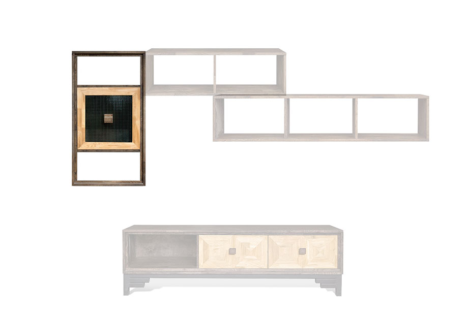 Модуль настенный "Cube Design" 2 (с нишей); фасад "стекло"; правый; графит, белёный дуб