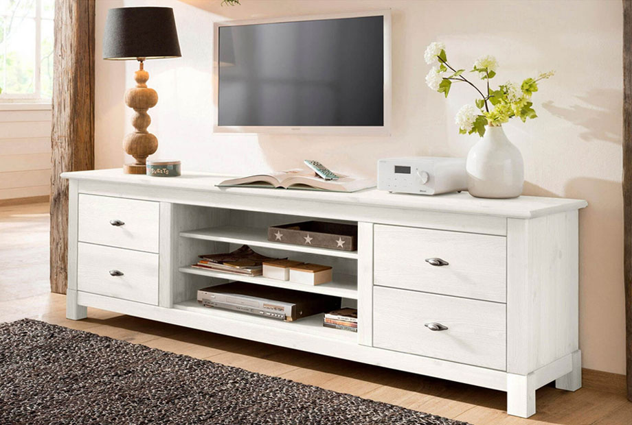 Тумба ТВ "Рауна" 200; белый воск