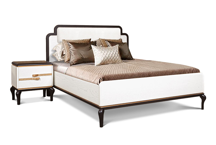 Кровать "Мадлен"; без основания, без матраса; (1800x2000); альба+черная эмаль