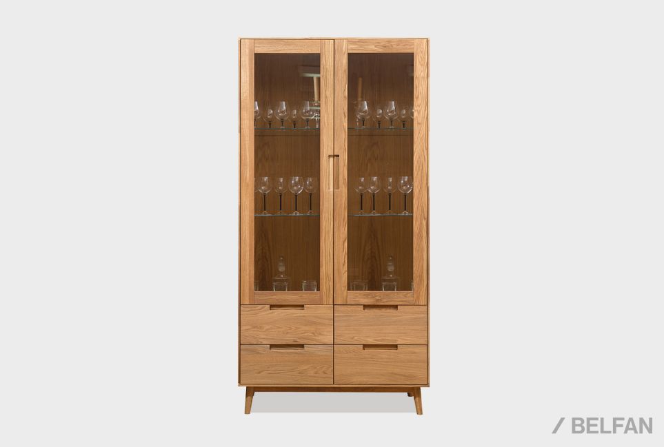 Шкаф с витриной 2-х дверный "Ирвинг" массив дуба 2