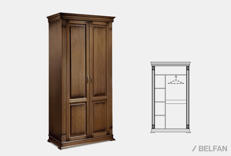 Шкаф для одежды 2-х дв. "Верди Люкс 2/2" массив и шпон дуба 1