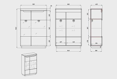 Тумба высокая "Бремен" (стекло); с подсветкой; дуб натуральный