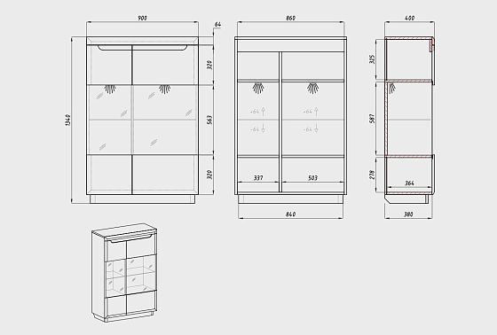 Тумба высокая "Бремен" (стекло) массив дуба 9