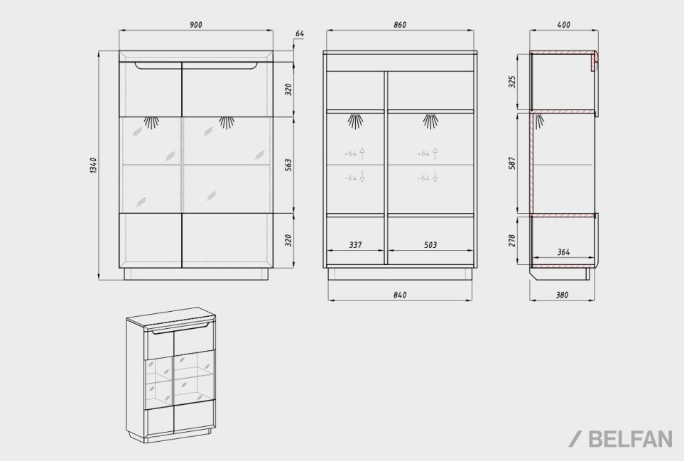 Тумба высокая "Бремен" (стекло) массив дуба 4