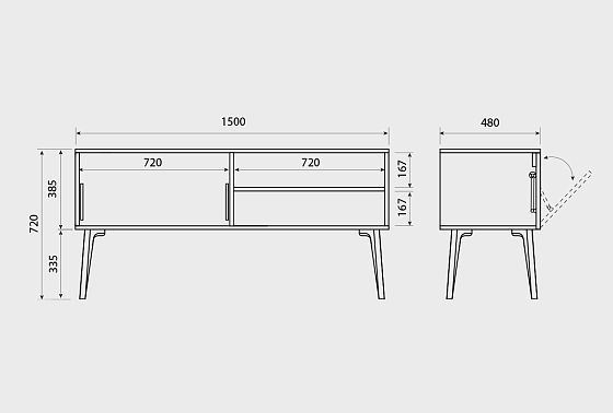Тумба под ТВ "Элва" 1500 массив и шпон дуба 8
