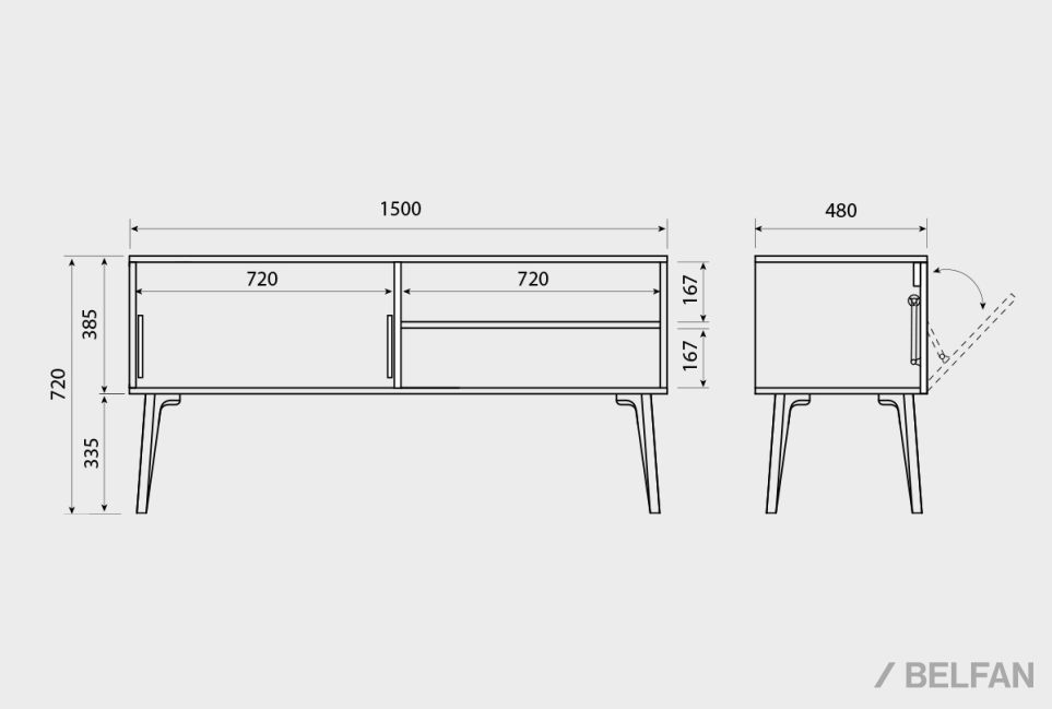 Тумба под ТВ "Элва" 1500 массив и шпон дуба 4