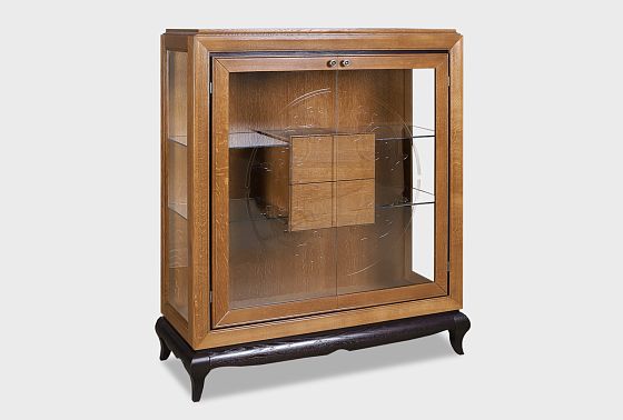 Тумба высокая "Соната" (стекло) массив и шпон дуба 9