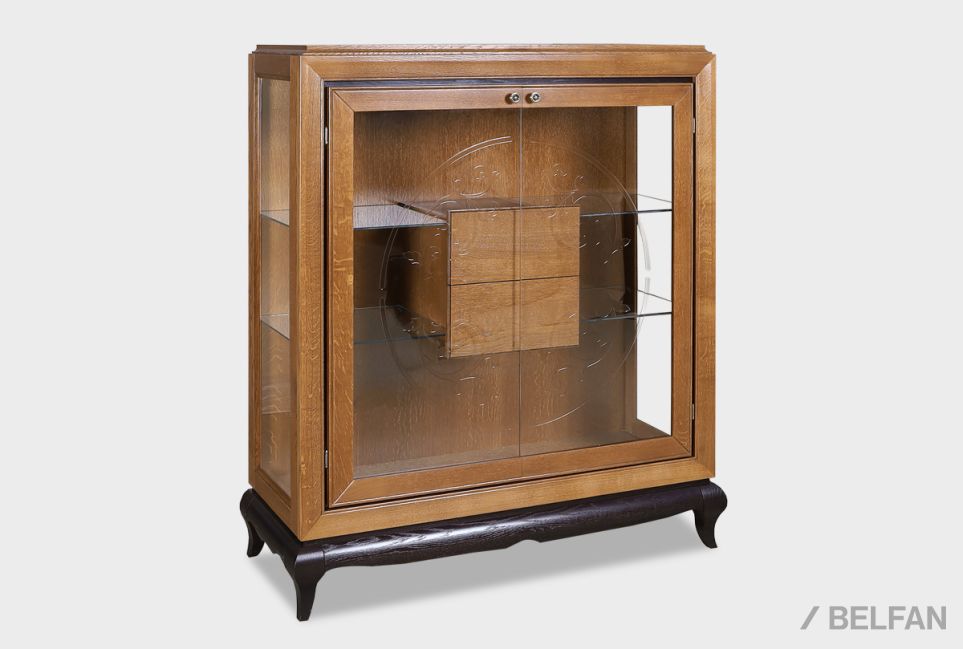 Тумба высокая "Соната" (стекло) массив и шпон дуба 2