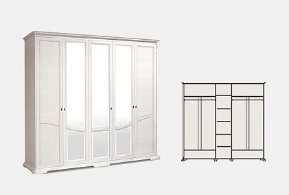 Шкаф для одежды 5-ти дв. "Лика" (с зеркалом)