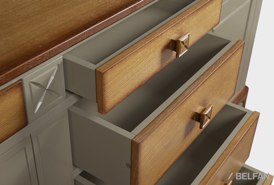 Тумба 3-х секционная "Бриансон" массив и шпон дуба, МДФ 4