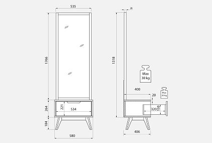 Тумба с зеркалом "Ирвинг"