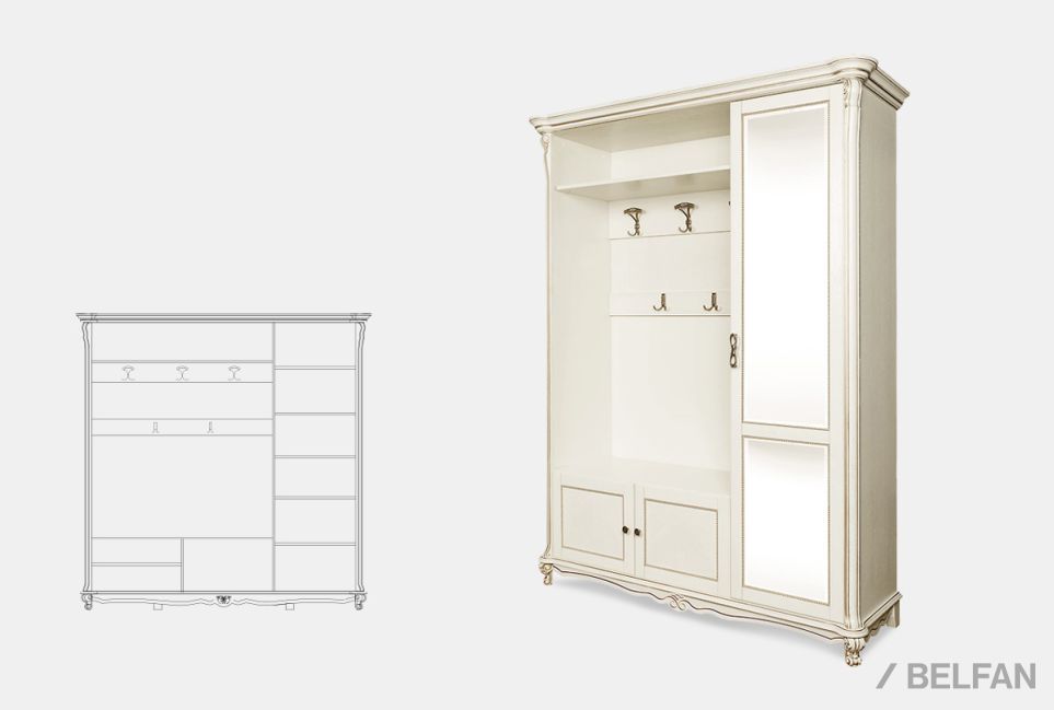 Шкаф комбинированный "Алези 1з" массив и шпон дуба 2