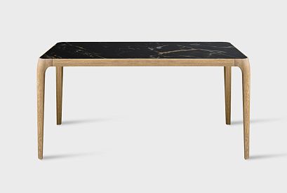 Стол обеденный "Бергамо"; стекло мрамор; 1800x864; дуб натуральный