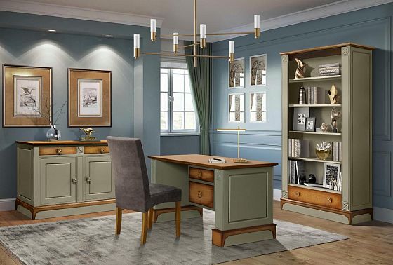 Стол письменный "Бриансон" (1 тумба справа) массив и шпон дуба, МДФ 6