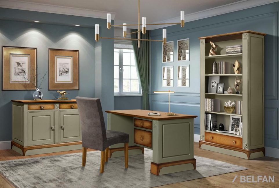 Стол письменный "Бриансон" (1 тумба справа) массив и шпон дуба, МДФ 5