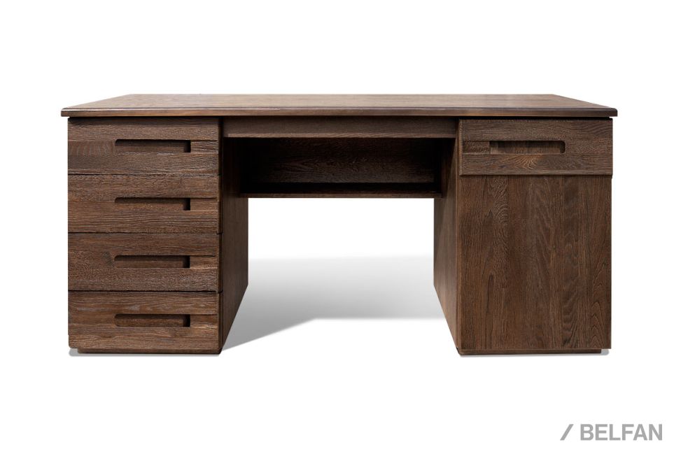 Стол письменный "Хедмарк" 160 (2 тумбы) массив и шпон дуба 2