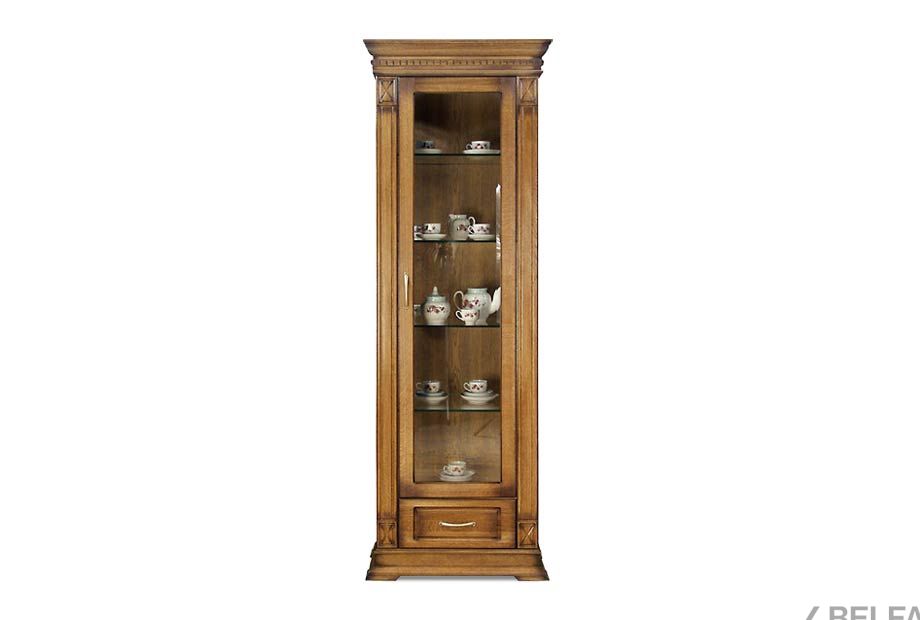 Шкаф с витриной "Верди Люкс 1з" массив и шпон дуба 2