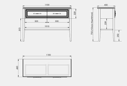 Стол-консоль "Сакраменто"; *А-016.35; марципан