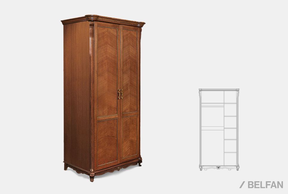 Шкаф 2-х дв. "Алези" без зеркала массив и шпон дуба 1