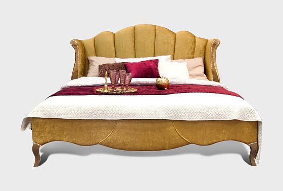 Кровать с мягким изголовьем (осн. ткань) "Трио" массив и шпон дуба 2