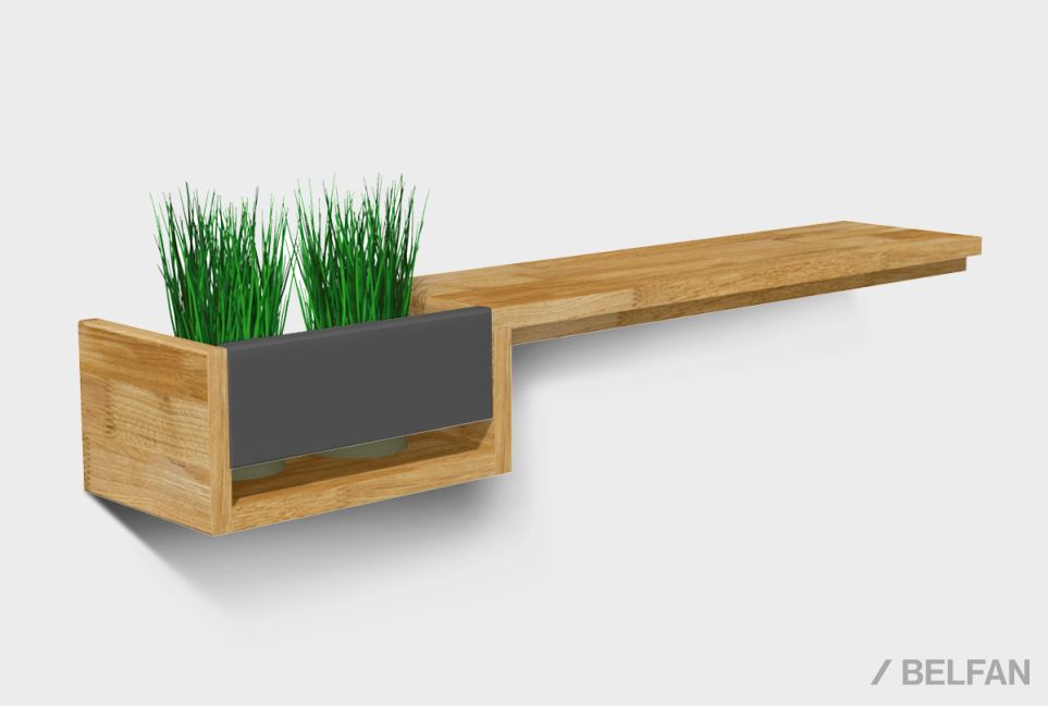 Полка с нишей "Уоллстрит" (левая) массив дуба, МДФ 1