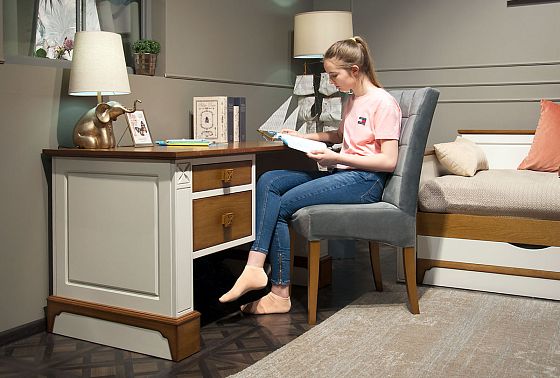 Стол письменный "Бриансон" (1 тумба слева) массив и шпон дуба, МДФ 6