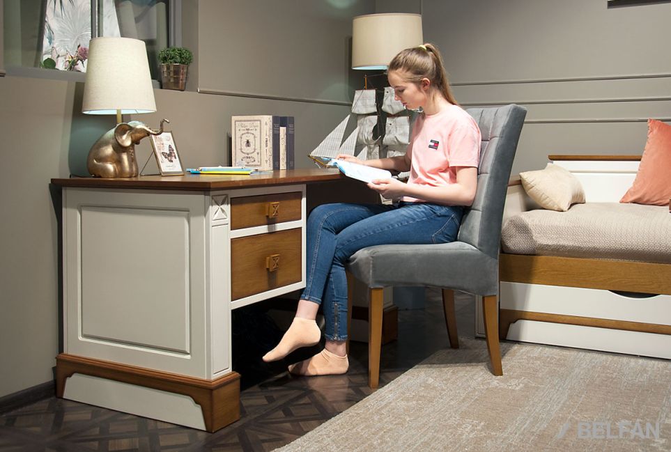 Стол письменный "Бриансон" (1 тумба слева) массив и шпон дуба, МДФ 4