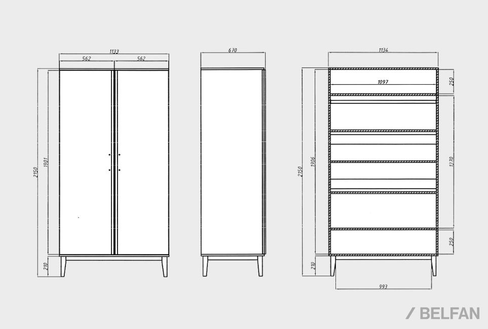 Шкаф 2-х дверный "Чикаго" массив и шпон дуба 4