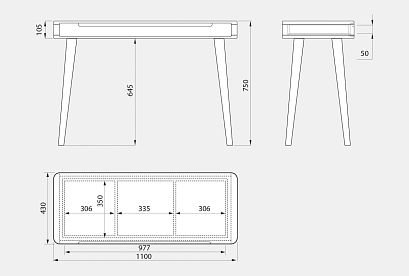 Стол туалетный "Ирвинг Дизайн"; графит, бейц-масло
