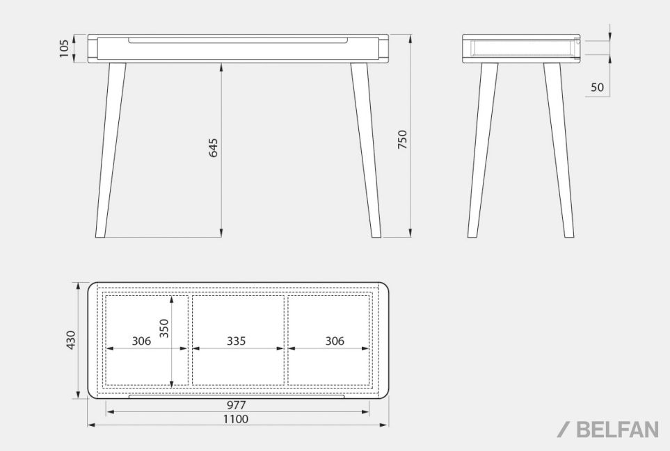 Стол туалетный "Ирвинг Дизайн" массив дуба 4