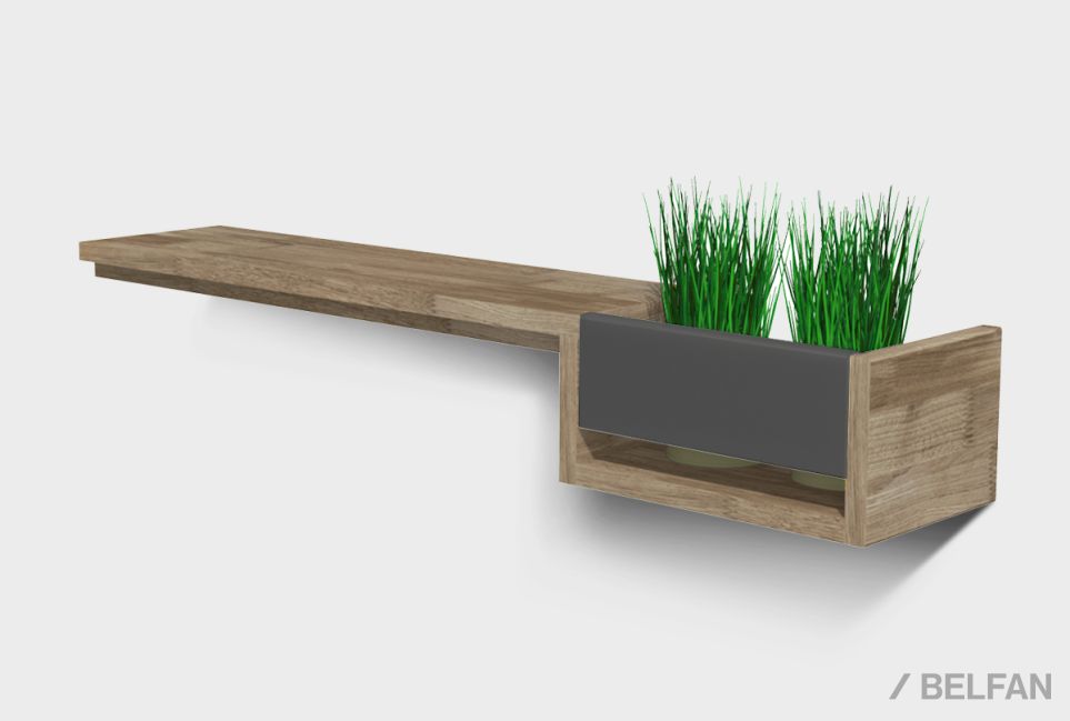 Полка с нишей "Уоллстрит" (правая) массив дуба, МДФ 1