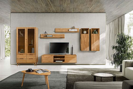 Тумба под ТВ навесная "Ирвинг" массив дуба 4