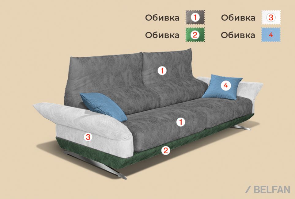 "Бенд" диван с оттоманкой 2