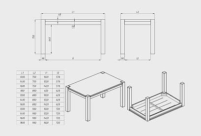 Стол обеденный "Берген" П-01 (сечение опор 90х90); 1600x900; бейц масло