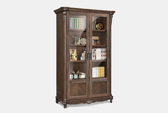 Шкаф для книг "Алези 2/1" массив и шпон дуба 3