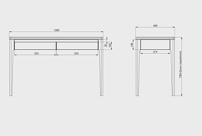 Стол туалетный "Уоллстрит"; *А-012.09; к-бейц-масло, ф-белый, вст-бейц-масло