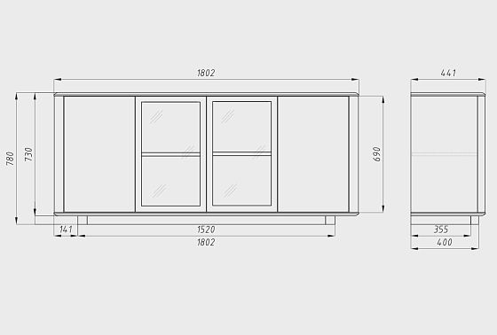 Тумба 4-х дв.«Тор» массив дуба 4