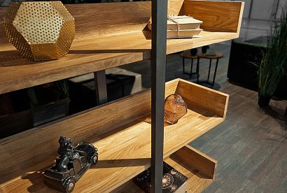 Стеллаж "Арт" 4-1; *КМ-009.206; бейц-масло, чёрный металл