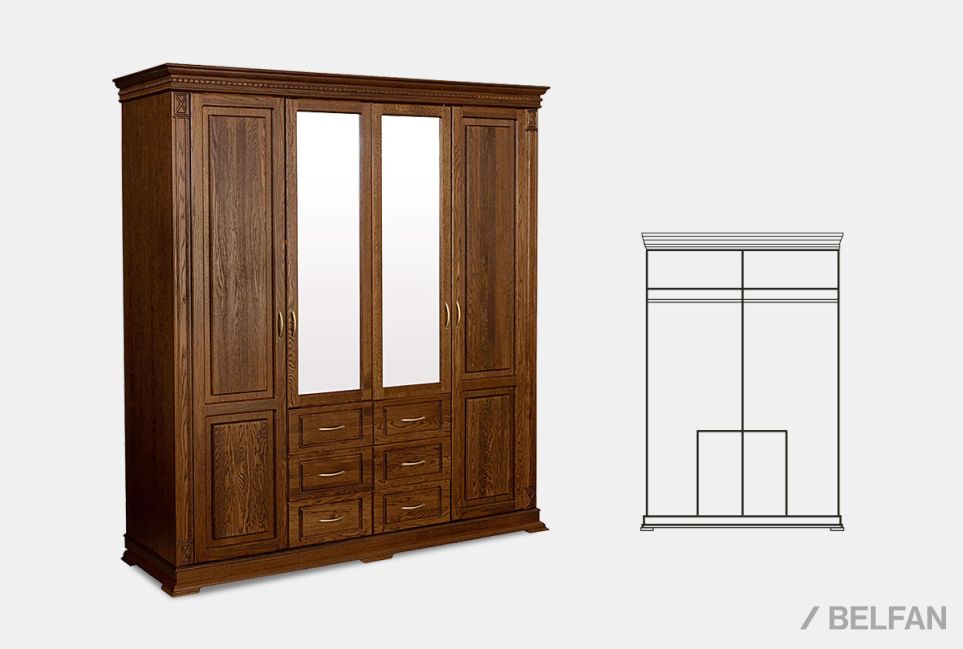 Шкаф 4-х дверный "Верди Люкс" массив и шпон дуба 2