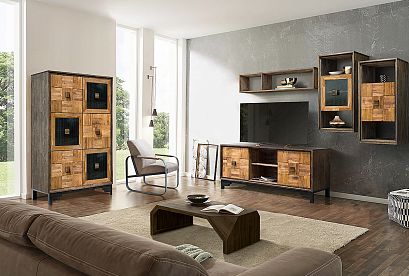 Шкаф "Cube Design" 6; фасад "шашки+стекло"; *КМ-009.213; графит, бейц-масло